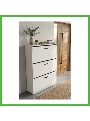 Bezos Düşer Kapaklı Ayakkabılık Beyaz 74 cm Arz