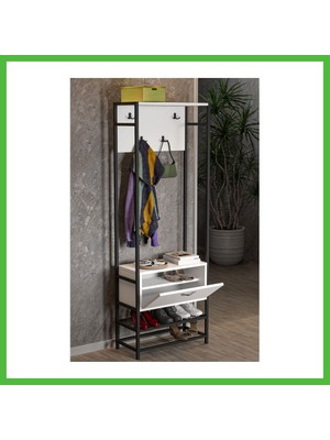 Bezos Metal Portmanto Beyaz 180 cm Arz