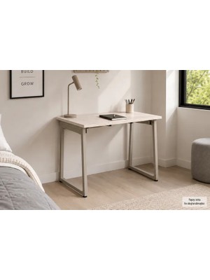 Vivense Biga Sabit Mdf Metal Ayak Çalışma Masası, Vizon Traverten, 60X90 cm