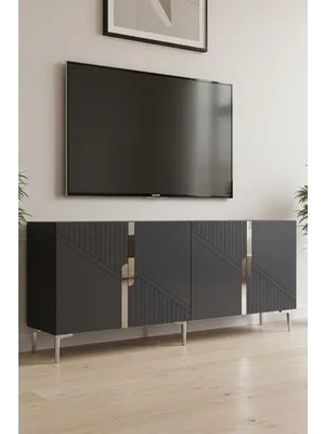 Vivense Evva Konsol ve Tv Sehpası, Antrasit Sılver, 180 cm
