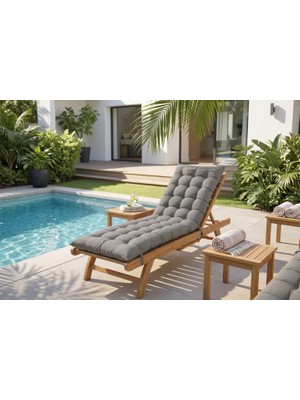 Vivense Punteriz Dikişli Su Itici Şezlong Minderi Xl, Gri, 180X55 cm