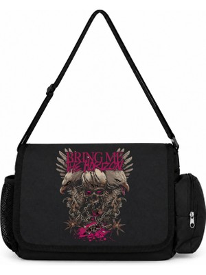 Sevbano Bring Me The Horizon Rock Metal Müzik Grubu Baskılı Okul, Spor, Ofis Çok Amaçlı Postacı Çantası