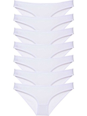 Northcity 7 Adet Süper Eko Set Likralı Kadın Slip Külot Beyaz