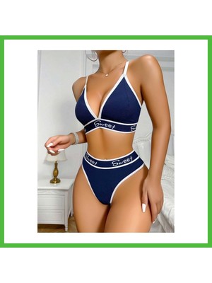 Bezos Kadın Lacivert Sweet Yazılı Sütyen Kilot Takımı 5160 · Beden: L/xl · Renk: Lacivert Arz