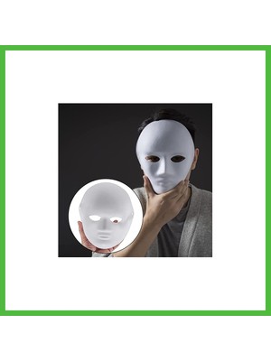 Bezos Beyaz Renk Boyanabilir Anonim Tam Yüz Cosplay Maske 24X18 cm Arz