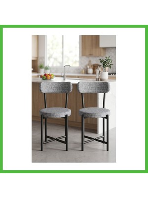 Bezos Sandalye 2 Adet Keten Kumaş Metal Ayak Modern Mutfak Sandalyesi Cafe Balkon Ofis Teddy 9812 Gri Arz