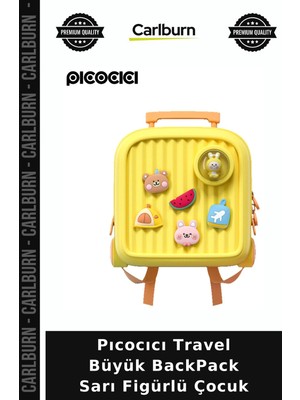 Carlburn Pıcocıcı Travel Büyük Backpack Sarı Figürlü Çocuk Okul Aksesuarı Seyahat Çantası Yılbaşı Sürprizi