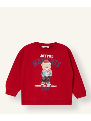 DeFacto %100 Pamuk Ayıcıklı Baskılı Oversize İçi Yumuşak Tüylü Kalın Sweatshirt Erkek Bebek I4370A526CW