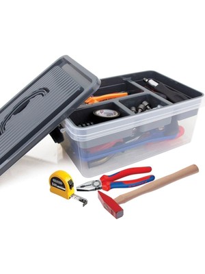 Decobella Çok Amaçlı Düzenleyici Kutu 21x31x11,8 cm Kilitli Kapak ve Ayrılabilir Organizer ile