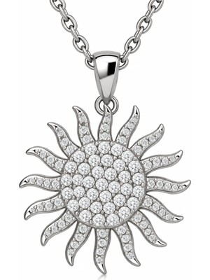 Inure Jewelry Gümüş Zirkon Taşlı Güneş Kadın Kolye