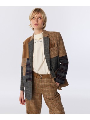 Twist Desen Mıx Patchwork Blazer TW6260106138027