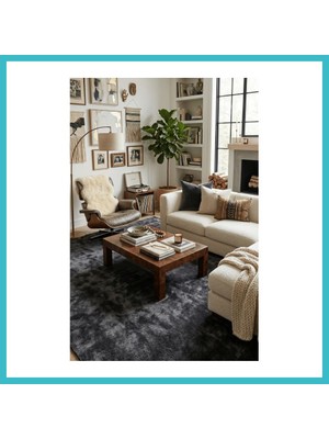 Defne Store Youdayhomecollection Poly Peluş Halı Model Oturma Odası Halısı · Ebat: 100X100 Dfnbez