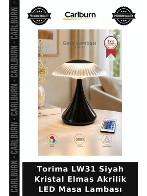 Carlburn Torima LW31 Siyah Kristal Elmas Akrilik LED Masa Lambası Işıklandırma Ev Aydınlatma Işıklı Obje