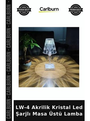 Carlburn Premium Lw-4 Akrilik Kristal LED Şarjlı Masa Üstü Lamba Atmosfer Işığı Masaüstü Işık