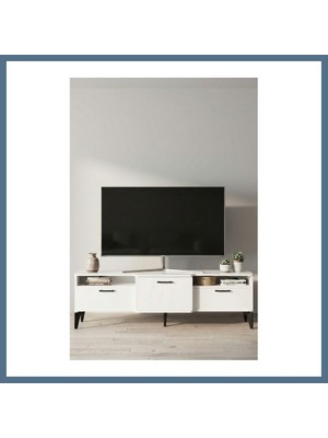 Bezos Mistral Tv Sehpası Metalik Beyaz 160X40 cm Bbz