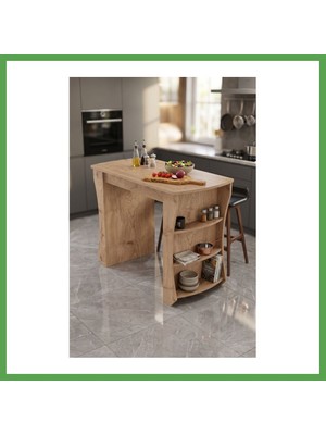 Bezos Mutfak Masası Mutfak Adası Ada Masa Bar Masası Kahvaltı Masası Raflı Çok Amaçlı Dolap Modern Masa 120X60 cm 9838 Sepet Mgc