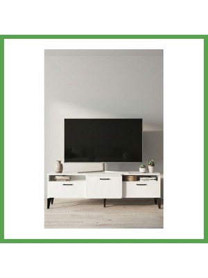 Bezos Mistral Tv Sehpası Metalik Beyaz 160X40 cm Mgc