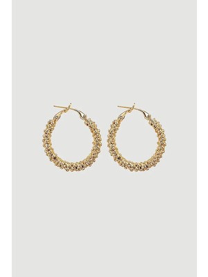 Gusto Halka Kabartmalı Küpe - Gold