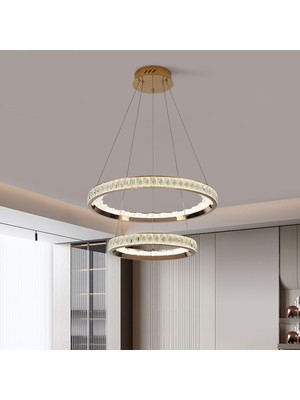 Apliqa Elio 2 Katlı Gold Ledli Avize Yatak Odası, Koridor, Salon Avize