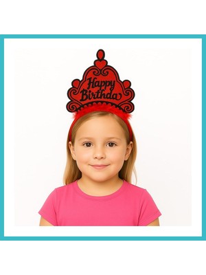 Defne Store Kırmızı Happy Birthday Prenses Tacı ? Doğum Günü Taç Aksesuarı Dfnbez