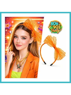 Defne Store 80? 90?lar Neon Turuncu Dantel Taç Fiyonklu Dfnbez
