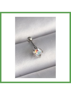 Bezos 316L Çelik Gümüş Renk Zirkon Taşlı Kalp Tragus Piercing Mgc