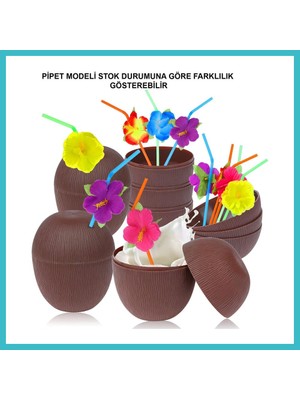 Defne Store Hindistan Cevizi Hawaii Luau Aloha Pipetli Içecek Kabı Bardak 10X13 cm 1 Adet Dfnbez