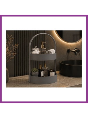 Bezos 3D Baskı Iki Katlı Banyo Düzenleyici - Taşınabilir Organizer ve Saklama Standı-Gri Atg