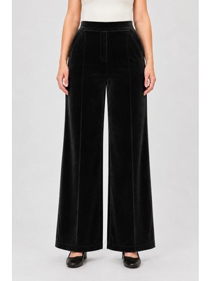 Curvy Trend Büyük Beden Geniş Paça Kadife Pantolon