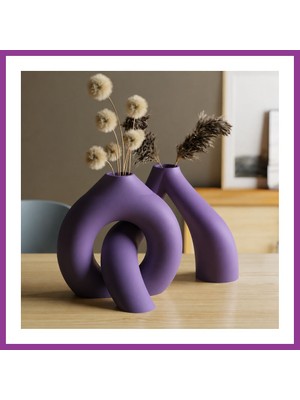 Bezos 3D Baskı Interlocking Vazo - Iç Içe Geçen Dekoratif Vazo-Mor Atg