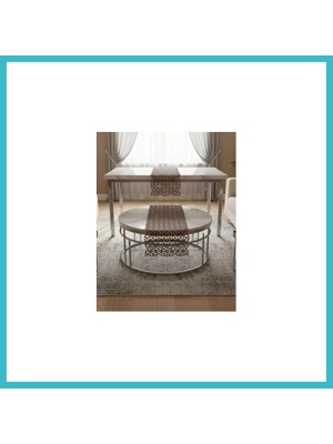 Defne Store Salon Takımı 5 Parça Dantel Masa Örtüsü Runner Seti Angles Model No 856 Kahverengi Dfnbez