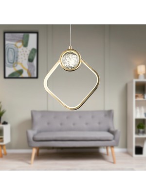 Apliqa Frieda Tekli 3 Renkli 17 Watt Gold  Ledli Modern Oturma Odası Salon Sarkıt Avize