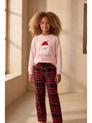 Bony Socks Kız Çocuk Dear Santa Noel Baba Figürlü Pijama Takımı Pembe