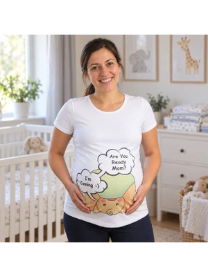 Mummy's Baby Hamile Tişört Are You Ready Beyaz
