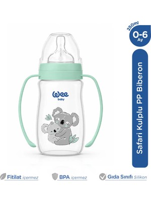 Wee Baby Safari Geniş Ağızlı Antikolik Pp Kulplu Bebek Biberonu 250 Ml Yavaş Akış 0-6 Ay