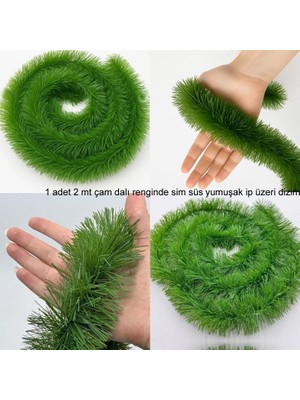 Pandoli Yılbaşı Çam Ağacı Renginde Çam Ağacı Süsü Garland 4 cm Kalınlık Yeşil Renk 2 mt