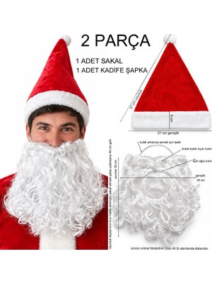 Pandoli Yılbaşı Noel Baba Şapkası Noel Baba Sakalı Seti 2 Parça