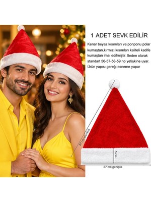 Pandoli 37 cm Ithal Kadife Noel Baba Yılbaşı Şapkası Yetişkin Standart 1 Adet