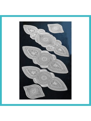 Defne Store 5 Parça Salon Takımı Fransız Dantelli Salon Takımı Krem Dfnbez