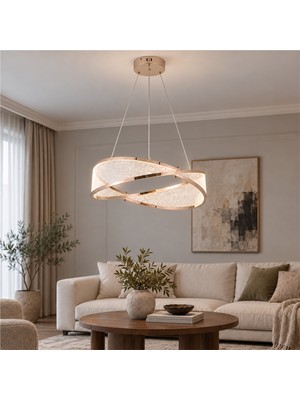 Apliqa Natura 60'lık Yuvarlak Gold Salon Sarkıt LED Avize