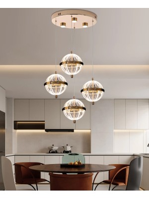 Barkın 4'lü 24 Watt Yuvarlak Gold Ledli Modern Salon Avize