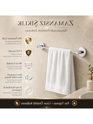 Myg Plus 304 Paslanmaz Çelik Havlu Askısı, 40 cm ve Parlak Krom Kaplama