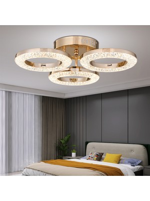Oylum 3'lü Gold 24 Watt Kristalli Koridor Salon LED Plafonyer Avize