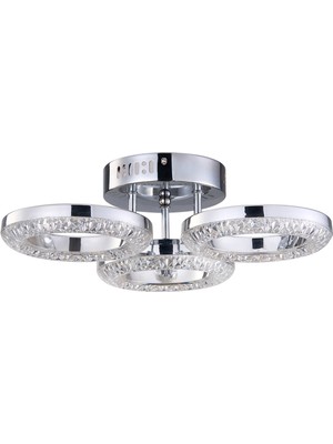 Oylum 3'lü Krom 24 Watt Kristalli Koridor Salon LED Plafonyer Avize