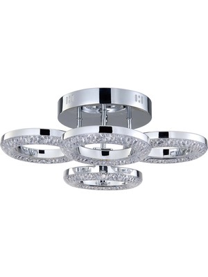 Oylum 4'lü Krom 24 Watt Kristalli Koridor Salon LED Plafonyer Avize