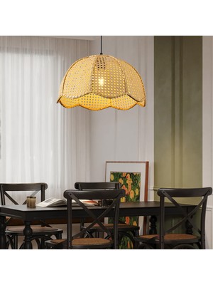 Alvise Tekli Hazeran Model Rattan Modern Tasarım Oturma Odası Avize