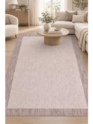 Ruyan Vatra Krem Vizon Sisal Görünümlü Modern Polyester Halı, Robot Süpürge Uyumlu, Kolay Temizlenebilir M