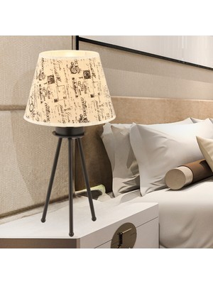 Apliqa Epona Desenli Şapkalı Siyah Modern Dekoratif Salon Abajur