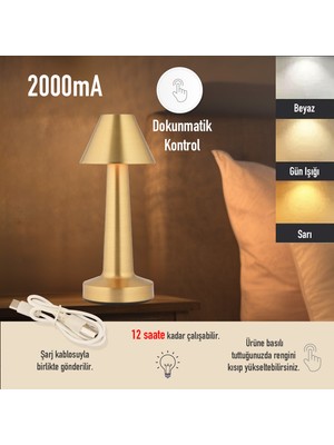 Apliqa Percy Eskitme Renkli Masa Lambası 2000mA Şarjlı Metal Gövde ile 7 Saat Aydınlatma
