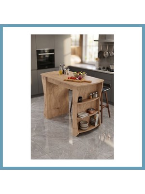 Bezos Mutfak Masası Mutfak Adası Ada Masa Bar Masası Kahvaltı Masası Raflı Çok Amaçlı Dolap Modern Masa 120X60 cm 9838 Sepet MBT06